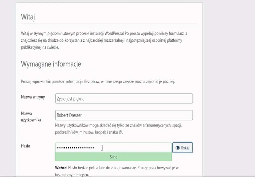 Konfiguracja instalacji WP